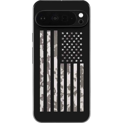 Black and White Camo American Flag Pixel 9 Pro XL Skin